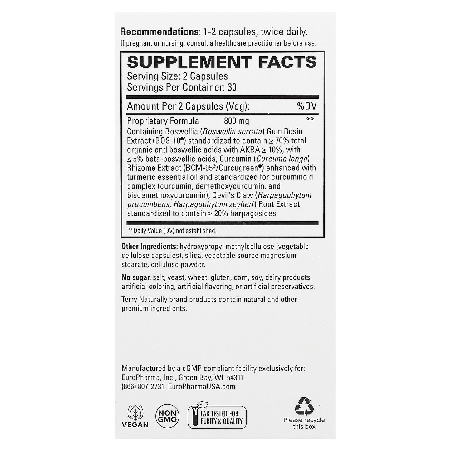 Terry Naturally, Arthocin, 60 Capsules