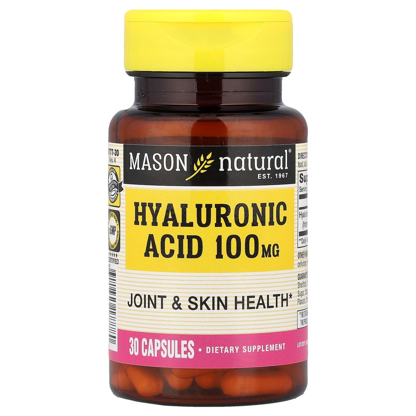 Mason Natural, Hyaluronic Acid, 100 mg, 30 Capsules