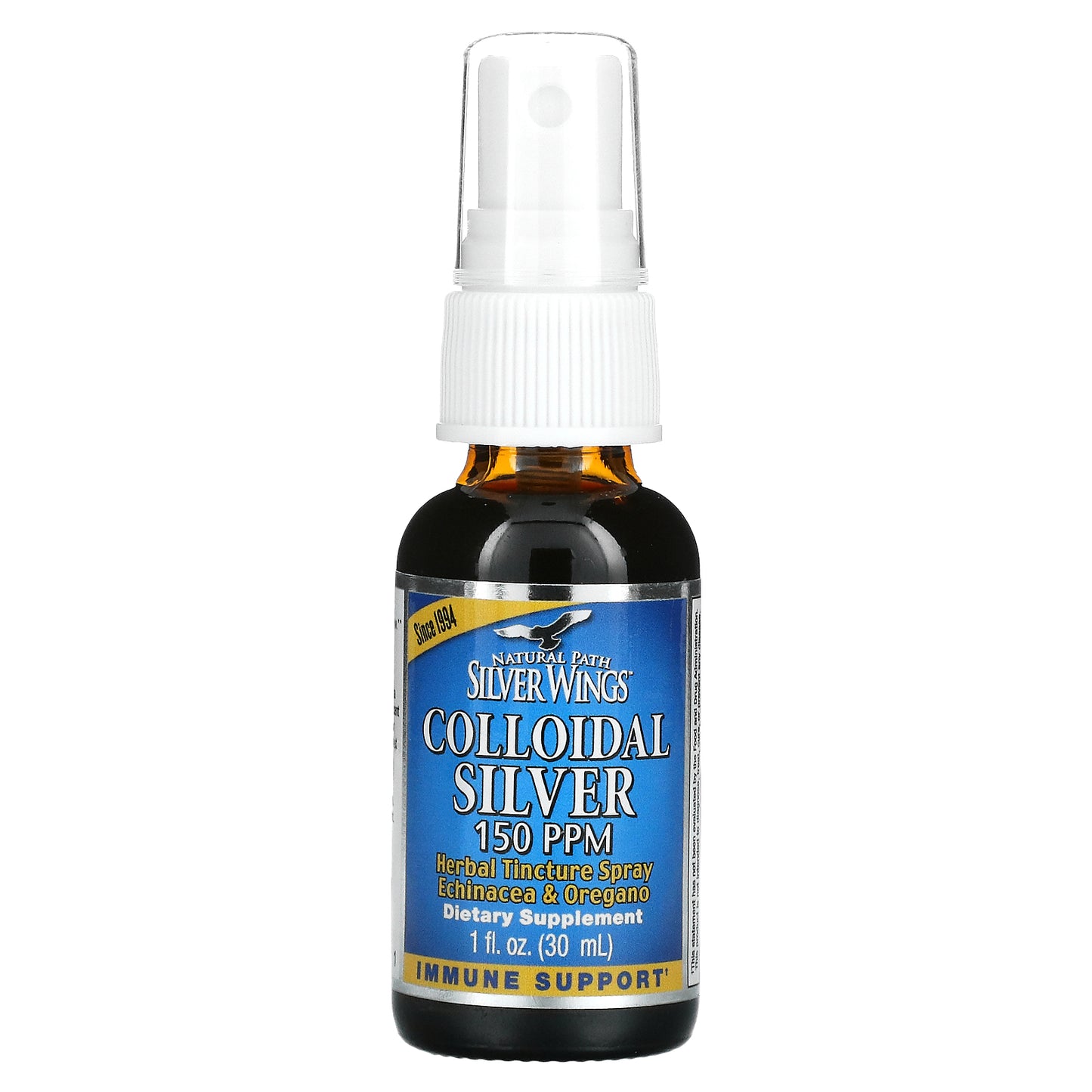 Natural Path Silver Wings, Colloidal Silver, Herbal Tincture Spray, 150 PPM, 1 fl oz (30 ml) (150 PPM per 15 Sprays)