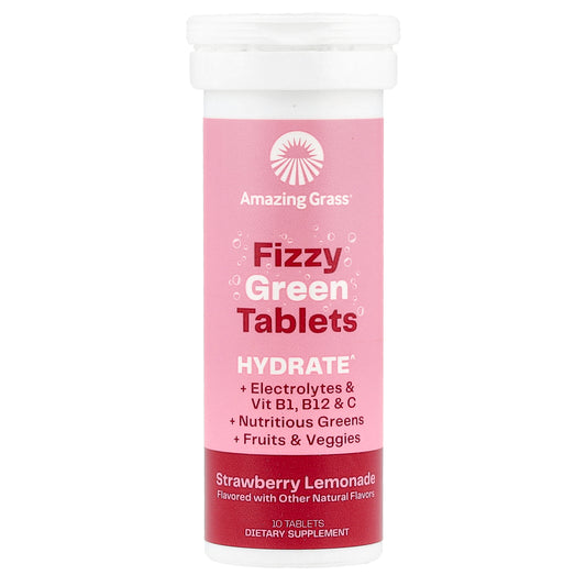 Amazing Grass, Fizzy Green Tablets, Hydrate, Strawberry Lemonade, 10 Tablets