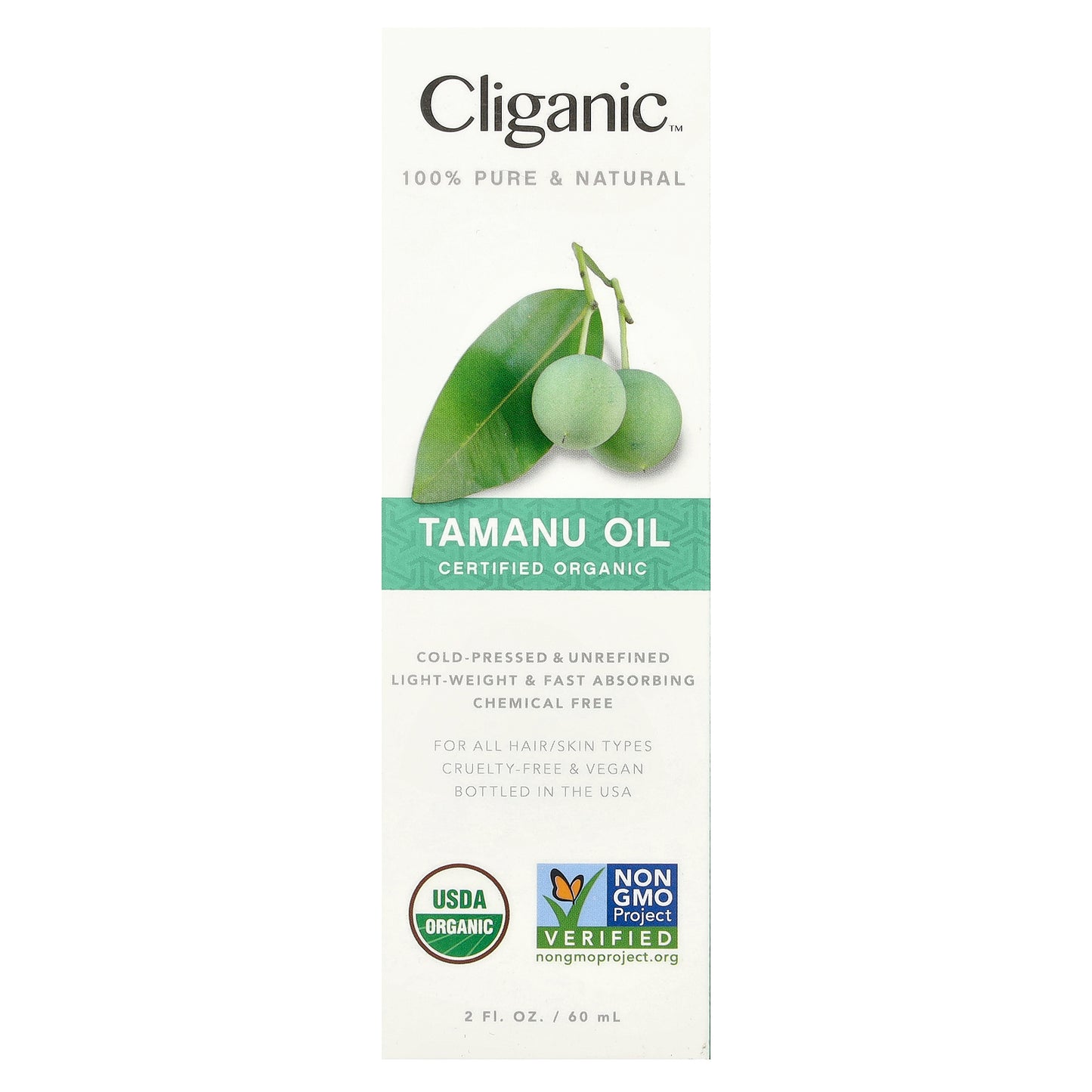 Cliganic, 100% Pure & Natural, Organic Tamanu Oil, 2 fl oz (60 ml)