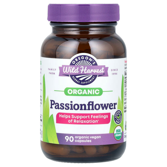 Oregon's Wild Harvest, Organic Passionflower, 90 Organic Vegan Capsules (400 mg per Capsule)