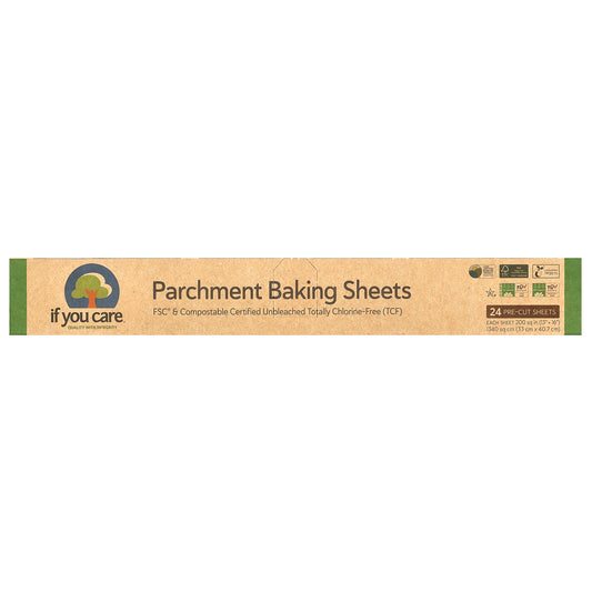 If You Care, Parchment Baking Sheets, 24 Pre-Cut Sheets, 200 sq in (13 in x 16 in) Each