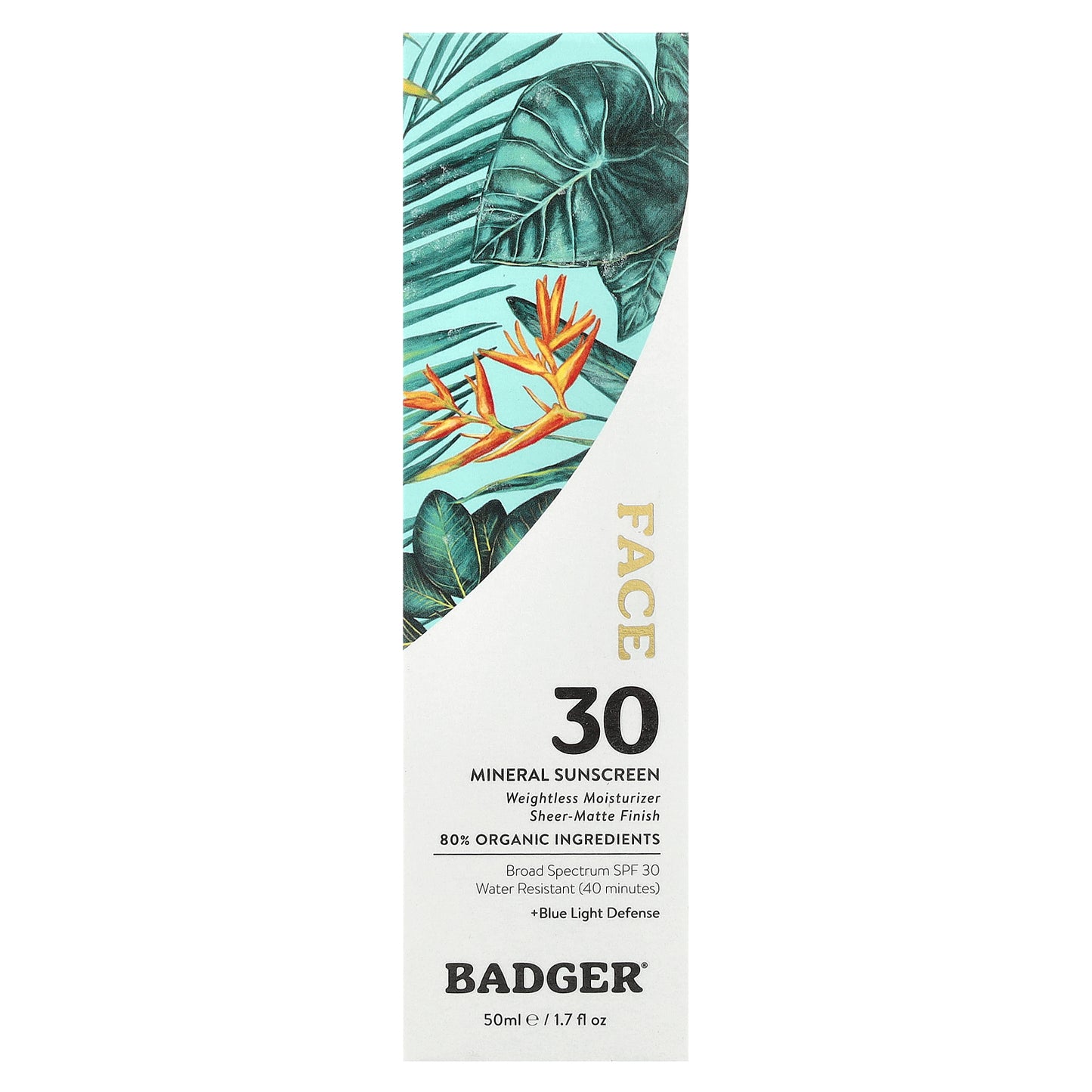 Badger, Face Mineral Sunscreen, SPF 30, 1.7 fl oz (50 ml)