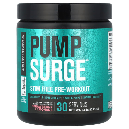 Jacked Factory, Pump Surge™, Stim Free Pre-Workout, Strawberry Lemonade, 8.83 oz (250.5 g)