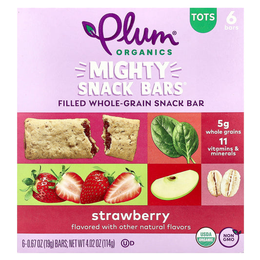 Plum Organics, Mighty Snack Bars®, Tots, Strawberry, 6 Bars, 0.67 oz (19 g) Each