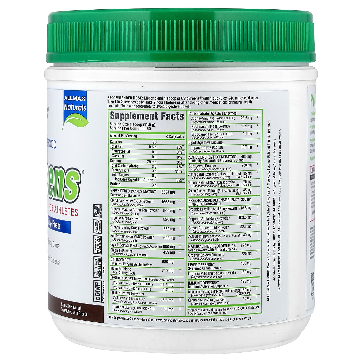 ALLMAX, CytoGreens®, Premium Green Superfood for Athletes, Chocolate, 1.5 lbs (690 g)