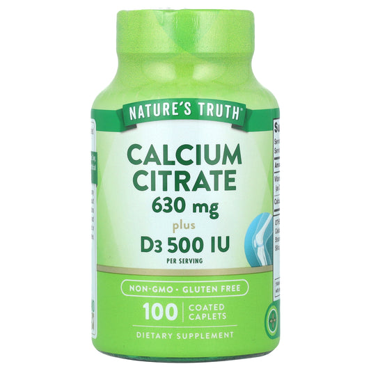 Nature's Truth, Calcium Citrate Plus D3, 100 Coated Caplets