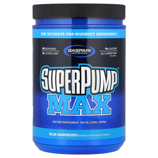 Gaspari Nutrition, SuperPump™ Max, Blue Raspberry, 1.41 lbs (640 g)