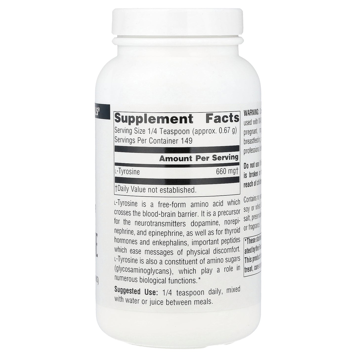 Source Naturals, L-Tyrosine, Free-Form Powder, 3.53 oz (100 g)