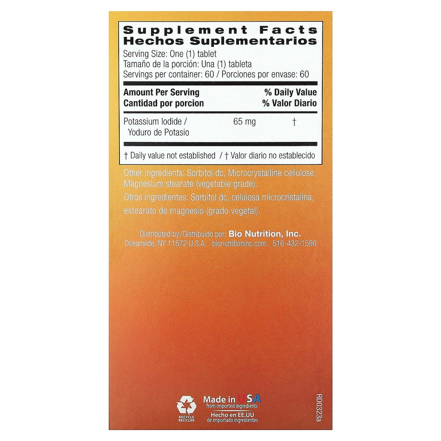 Bio Nutrition, Potassium Iodide, 65 mg, 60 Tablets