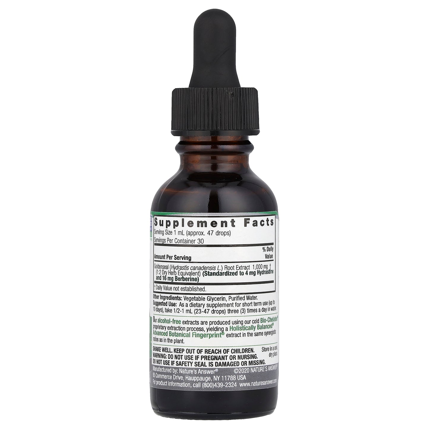Nature's Answer, Goldenseal Root, Standardized Fluid Extract, Alcohol-Free, 1,000 mg, 1 fl oz (30 ml)