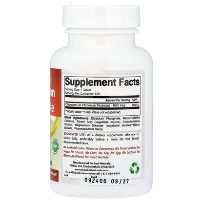 Best Naturals, Chromium Picolinate, 1,000 mcg, 120 Tablets