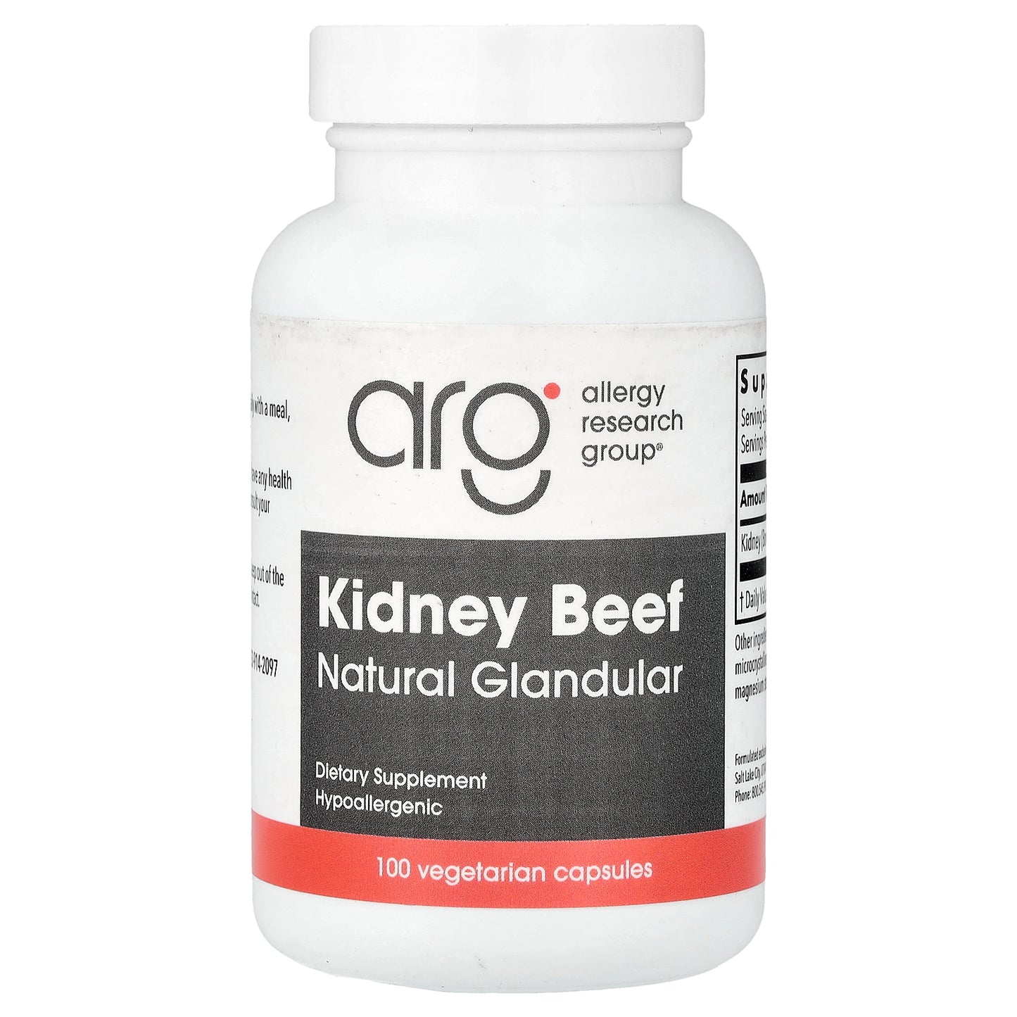 Allergy Research Group, Kidney Beef, Natural Glandular, 100 Vegetarian Capsules (500 mg per Capsule)