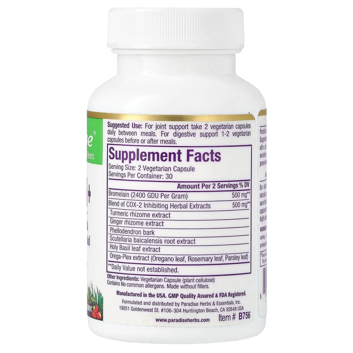 Paradise Herbs, Bromelain+, 60 Vegetarian Capsules