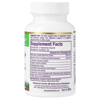 Paradise Herbs, Bromelain+, 60 Vegetarian Capsules