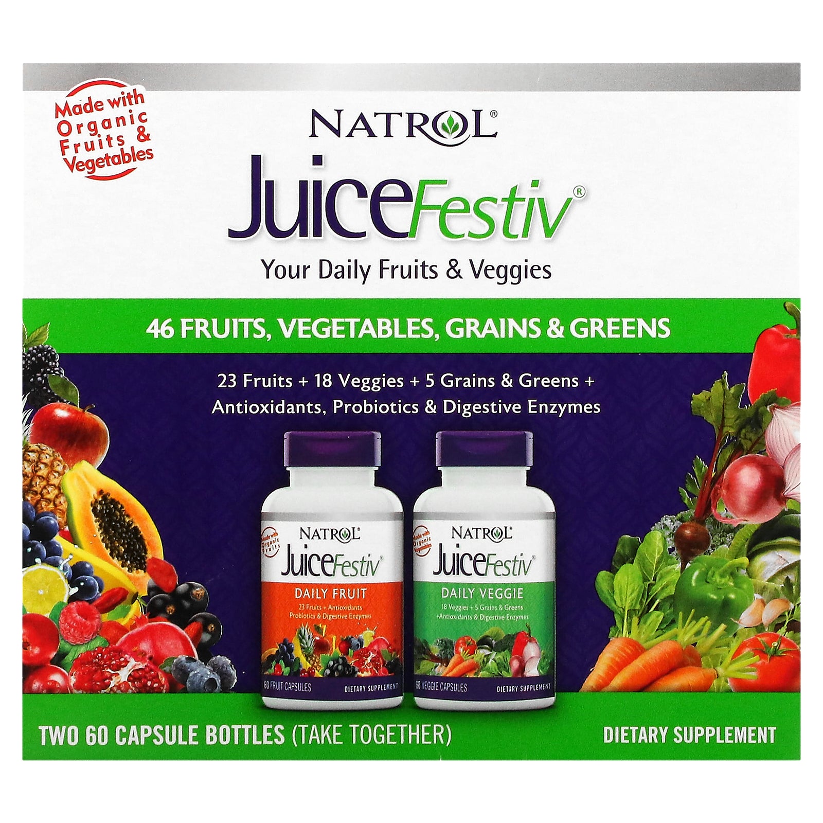 Natrol, JuiceFestiv, 2 Bottles, 60 Capsules Each