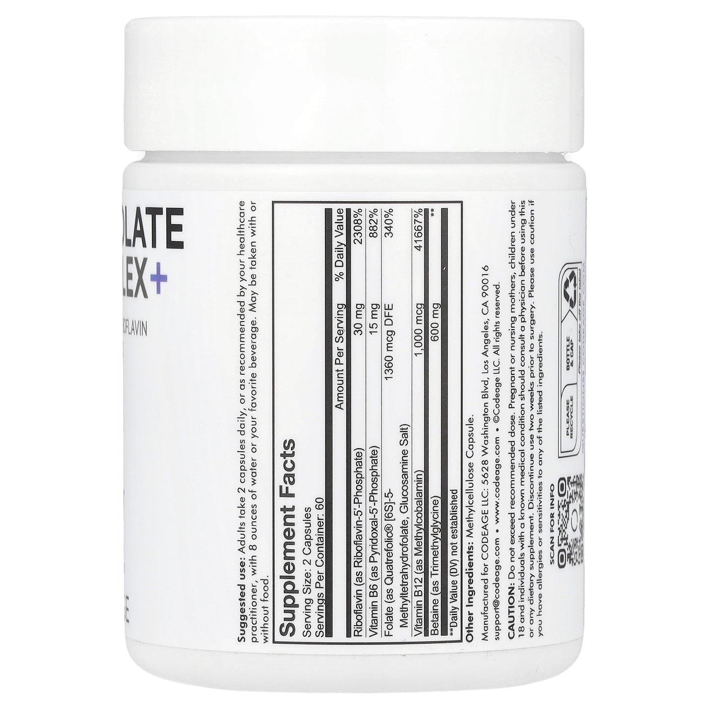 Codeage, Methylfolate B Complex, 120 Capsules