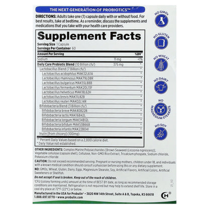 Probulin, Daily Care Probiotic, 10 Billion CFU, 60 Capsules