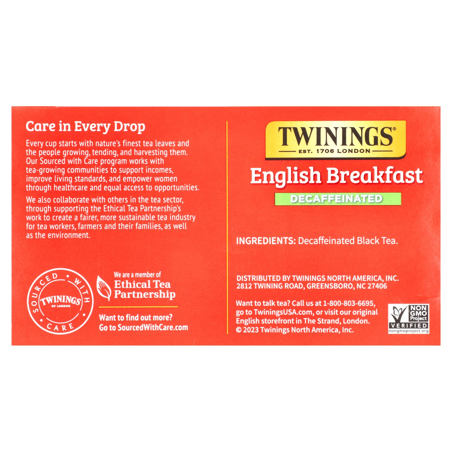 Twinings, Pure Black Tea, English Breakfast, Decaffeinated, 50 Tea Bags, 3.53 oz (100 g)