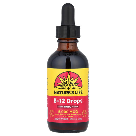 Nature's Life, B-12 Drops, Sugar Free, Mixed Berry, 5,000 mcg, 2 fl oz (60 ml)