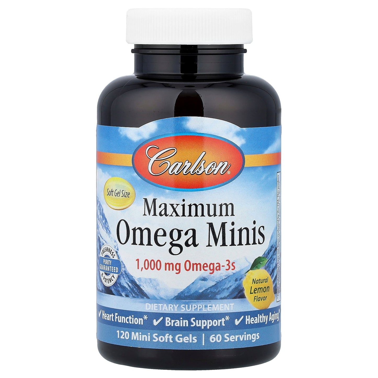 Carlson, Maximum Omega Minis, Natural Lemon, 120 Mini Soft Gels (500 mg per Soft Gel)