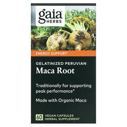 Gaia Herbs, Gelatinized Peruvian Maca Root, 500 mg, 60 Vegan Capsules