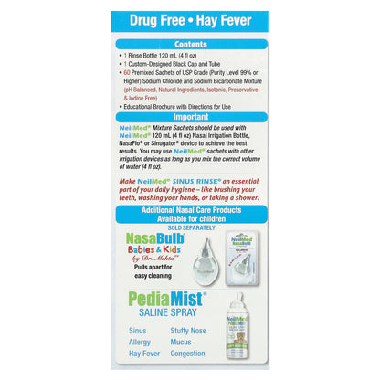 NeilMed, Kids, Sinus Rinse®, Ages 2+, 1 Squeeze Bottle, 60 Premixed Packets