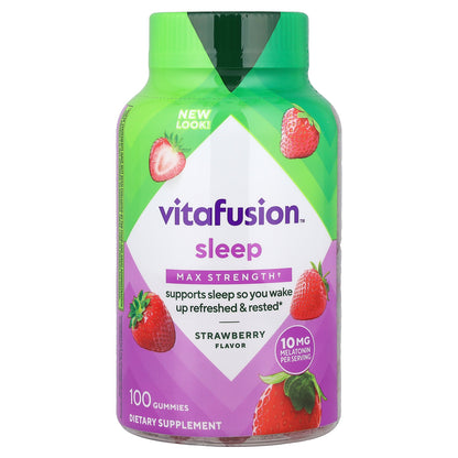 VitaFusion, Sleep Gummies, Max Strength, Strawberry, 100 Gummies