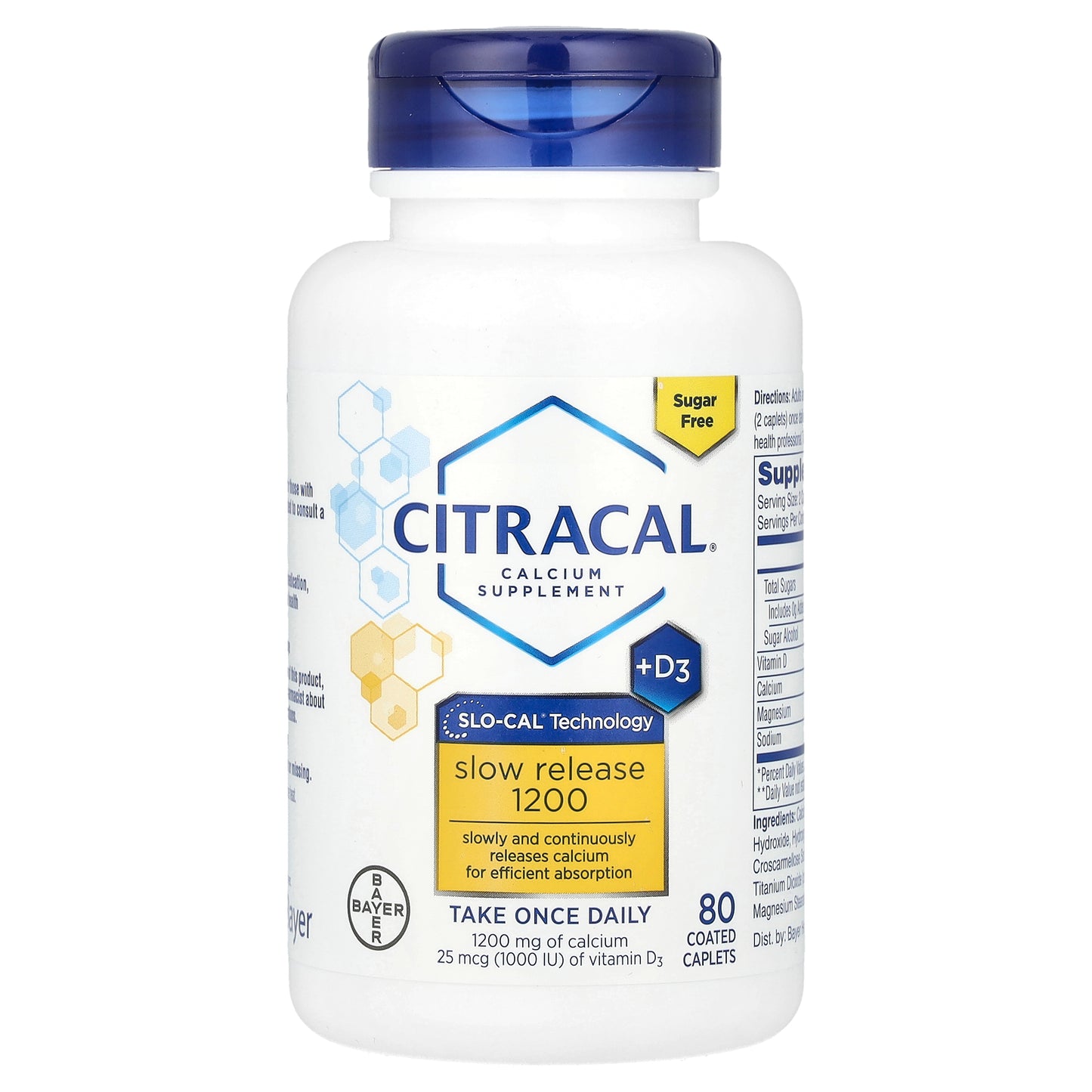 Citracal, Calcium Supplement + D3, Slow Release 1200 , 80 Coated Tablets