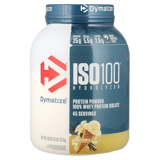 Dymatize, ISO100® Hydrolyzed, 100% Whey Protein Isolate, Gourmet Vanilla, 3 lb (1.37 kg)
