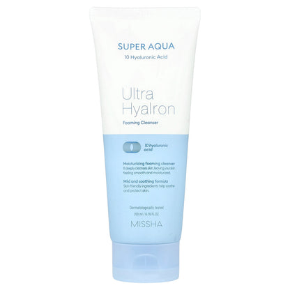 Missha, Super Aqua, Ultra Hyalron Foaming Cleanser, 6.76 fl oz (200 ml)