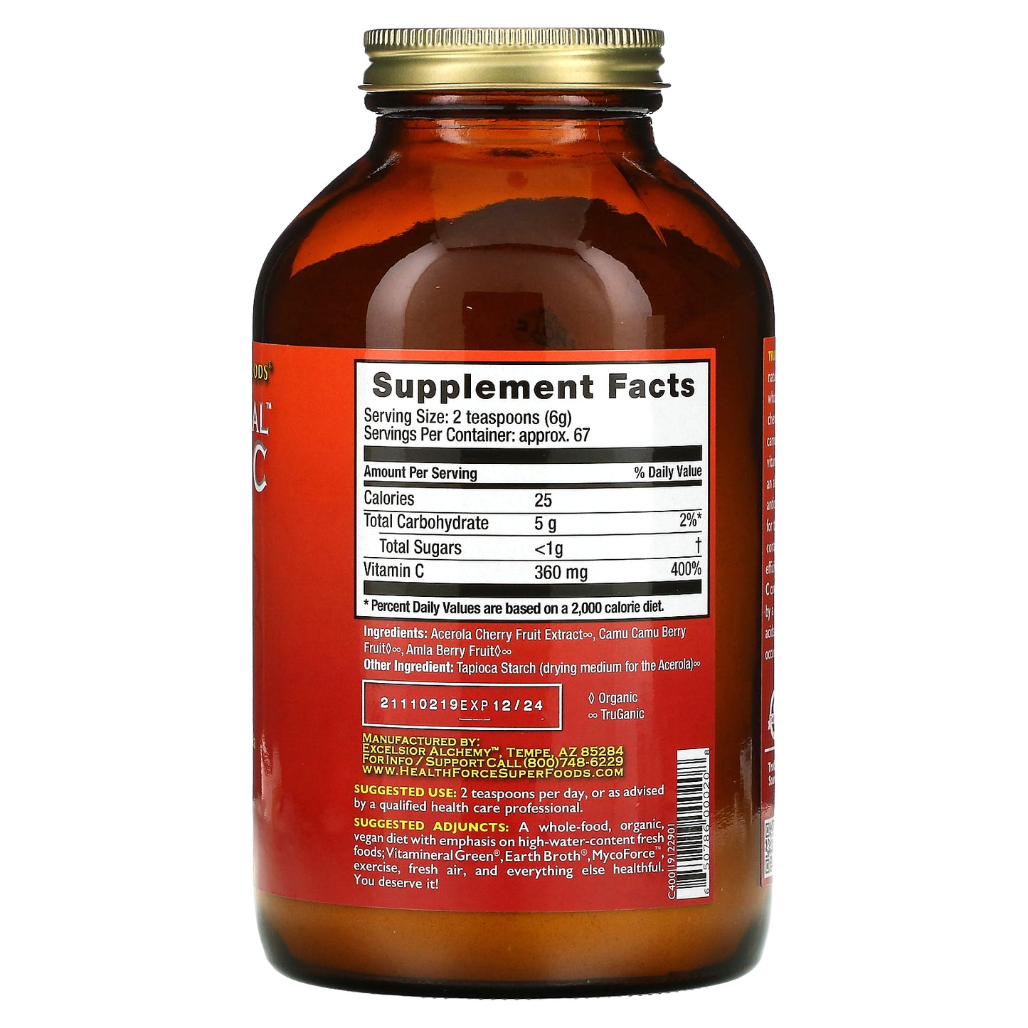 HealthForce Superfoods, Truly Natural Vitamin C, Version 3, 14.1 oz (400 g)