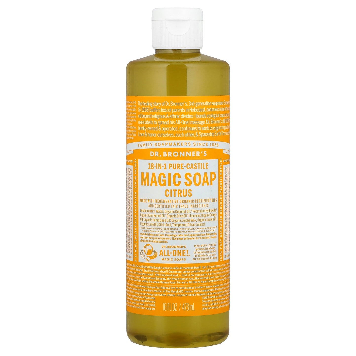 Dr. Bronner's, 18-in-1 Pure-Castile Magic Soap, Citrus, 16 fl oz ( 473 ml)
