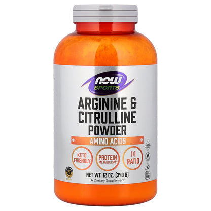 NOW Foods, Sports, Arginine & Citrulline Powder, 12 oz (340 g)