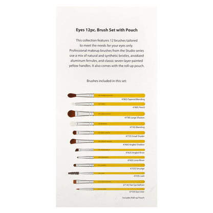 Bdellium Tools, Studio Series, Eyes Brush Set and Pouch, 12 Pc Set