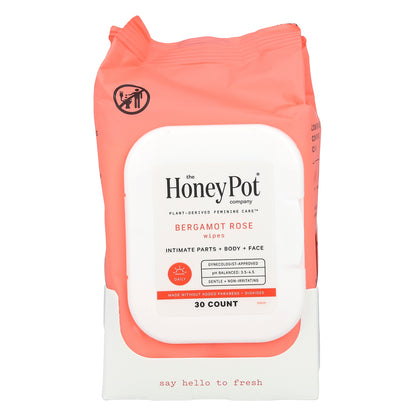 The Honey Pot Company, Bergamot Rose Wipes, 30 Count