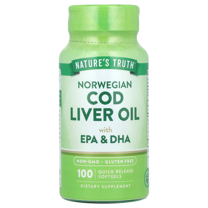 Nature's Truth, Norwegian Cod Liver Oil with EPA & DHA, 100 Quick Release Softgels