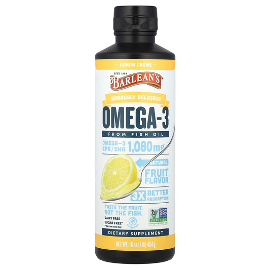 Barlean's, Seriously Delicious®, Omega-3 From Fish Oil, Lemon Creme, 16 oz (454 g)