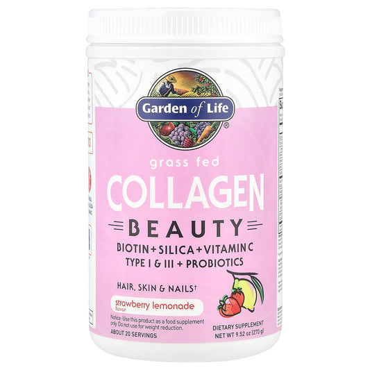 Garden of Life, Grass Fed Collagen, Beauty, Strawberry Lemonade, 9.52 oz (270 g)