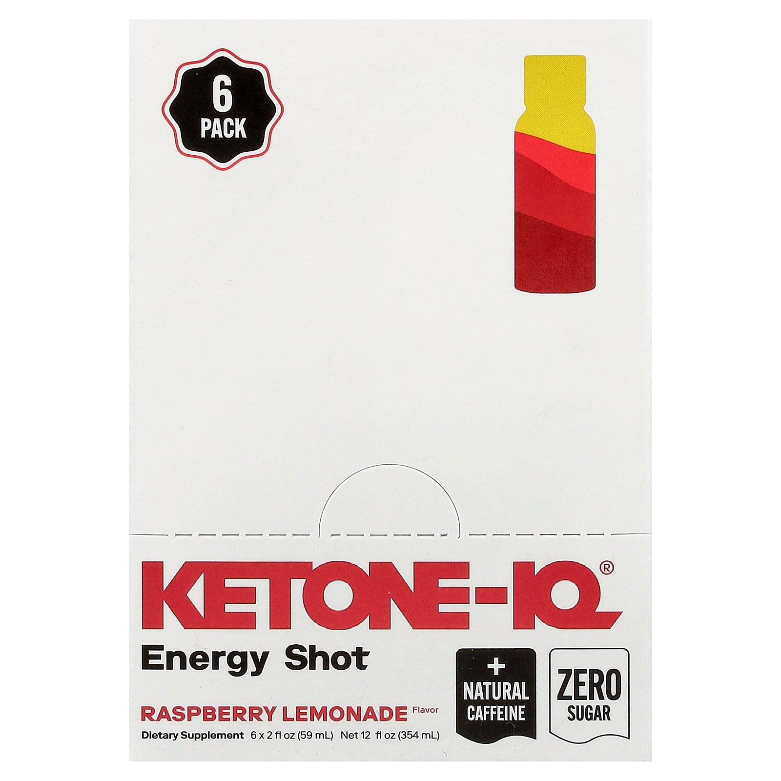 Ketone-IQ, Energy Shot, Raspberry Lemonade, 6 Bottles, 2 fl oz (59 ml) Each