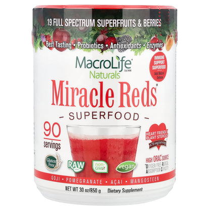 Macrolife Naturals, Miracle Reds®, Superfood, Goji-Pomegranate-Acai-Mangosteen, 30 oz (850 g)