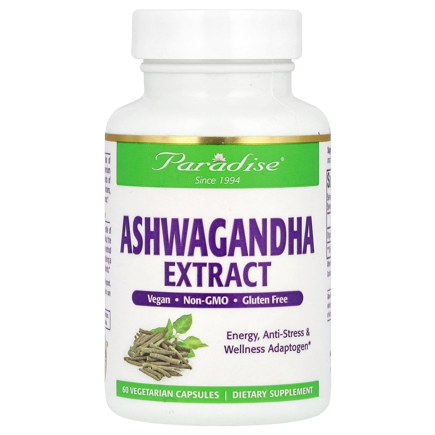 Paradise Herbs, Ashwagandha Extract, 60 Vegetarian Capsules