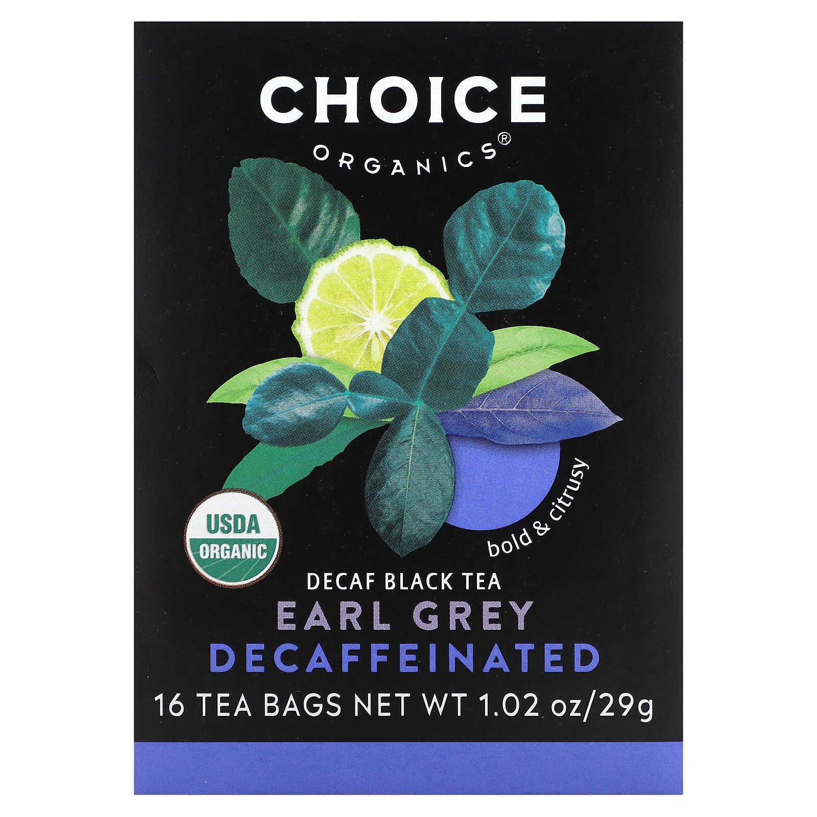 Choice Organic Teas, Decaf Black Tea, Earl Grey, 16 Tea Bags, 1.02 oz (29 g)