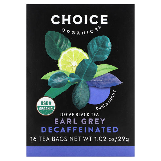 Choice Organic Teas, Decaf Black Tea, Earl Grey, 16 Tea Bags, 1.02 oz (29 g)