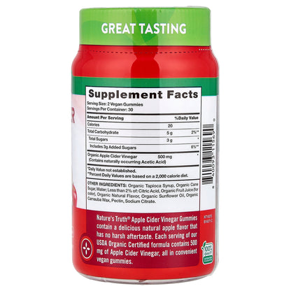 Nature's Truth, Organic Apple Cider Vinegar Gummies, Natural Apple, 60 Gummies