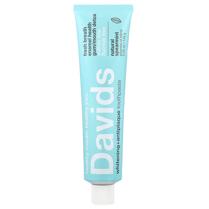 Davids, Whitening + Antiplaque Toothpaste, Natural Spearmint , 5.25 oz (149 g)