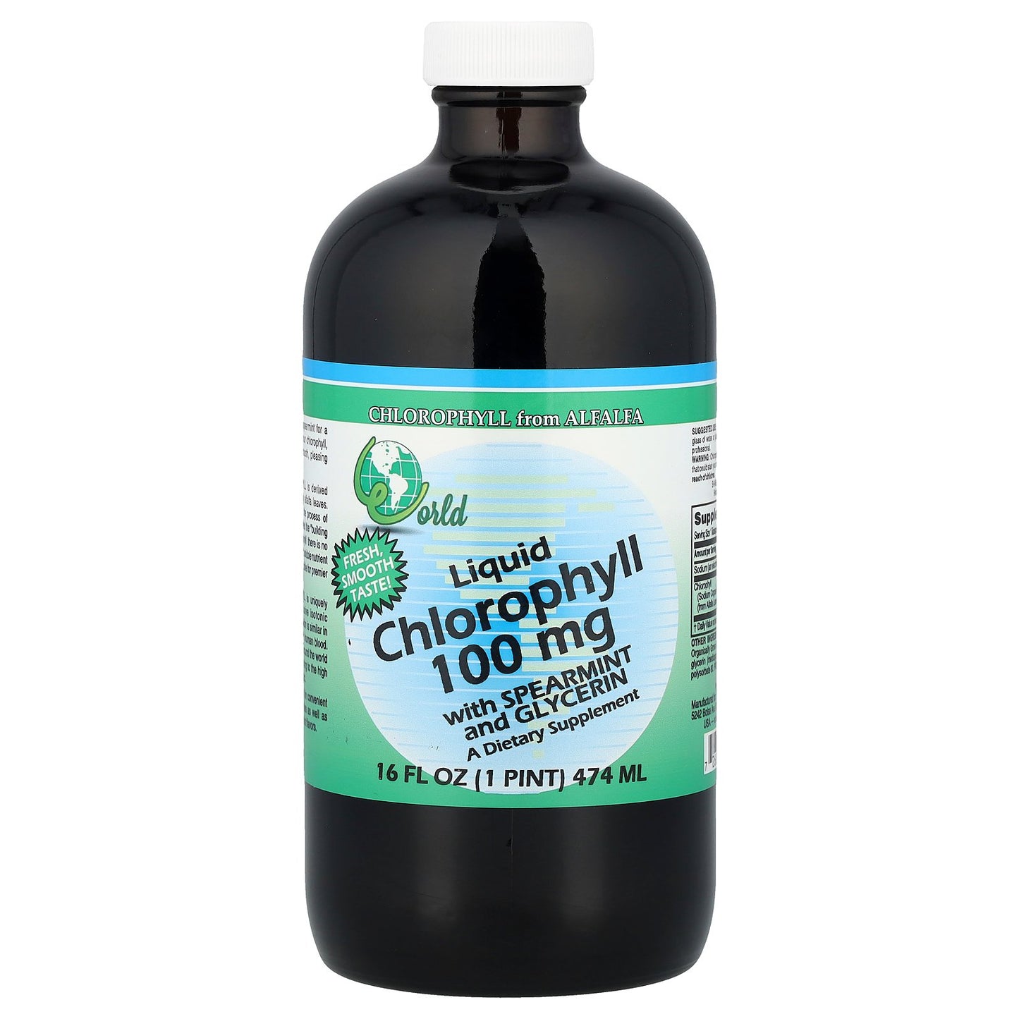 World Organic, Liquid Chlorophyll with Spearmint and Glycerin, 16 fl oz (474 ml)