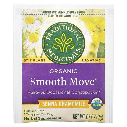 Traditional Medicinals, Organic Smooth Move, Senna Chamomile, Caffeine Free, 16 Wrapped Tea Bags, 1.13 oz (32 g)