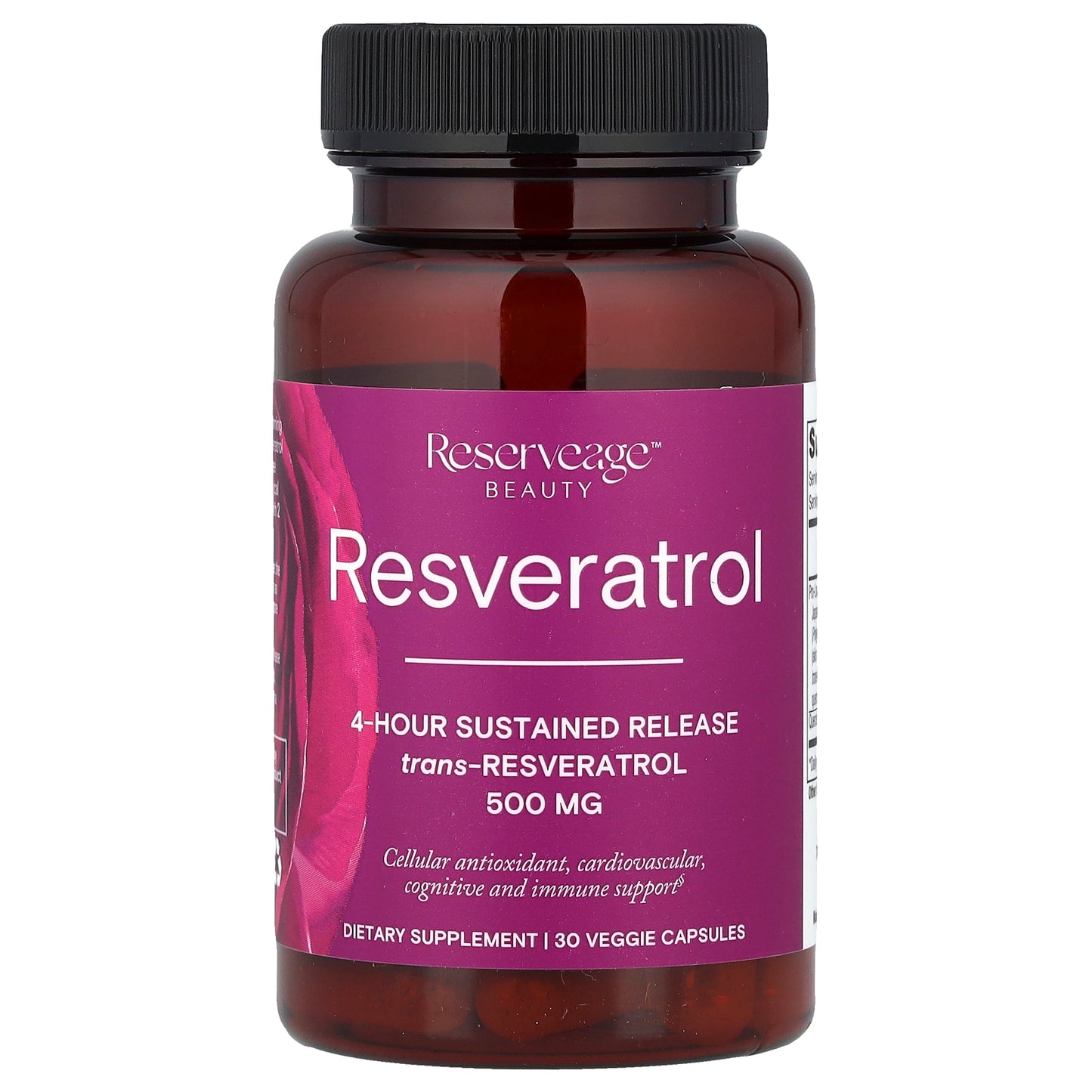Reserveage Beauty, Resveratrol, Trans-Resveratrol, 500 mg, 30 Veggie Capsules